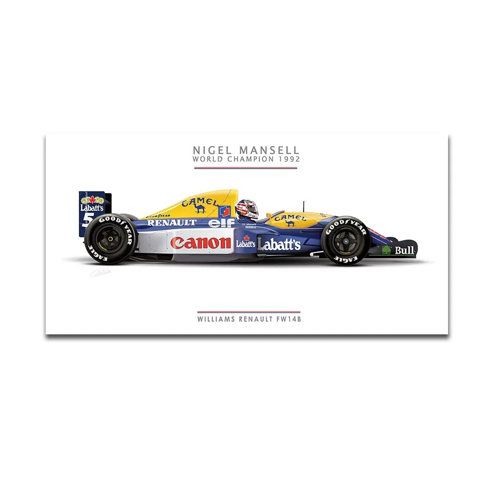 Nigel Mansell World Champion 1992 FW14B Car Poster