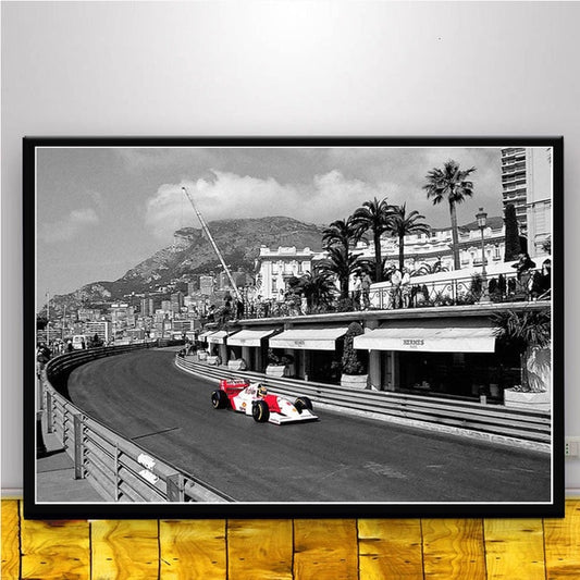 Poster Mclaren MP4/4 Ayrton Senna GP Monaco - Black and White