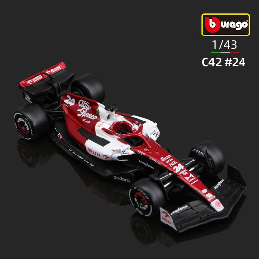Bburago 1:43 2022 F1 Alfa Romeo Racing Team C42 #24 Guanyu Zhou #77 Valtteri Bottas